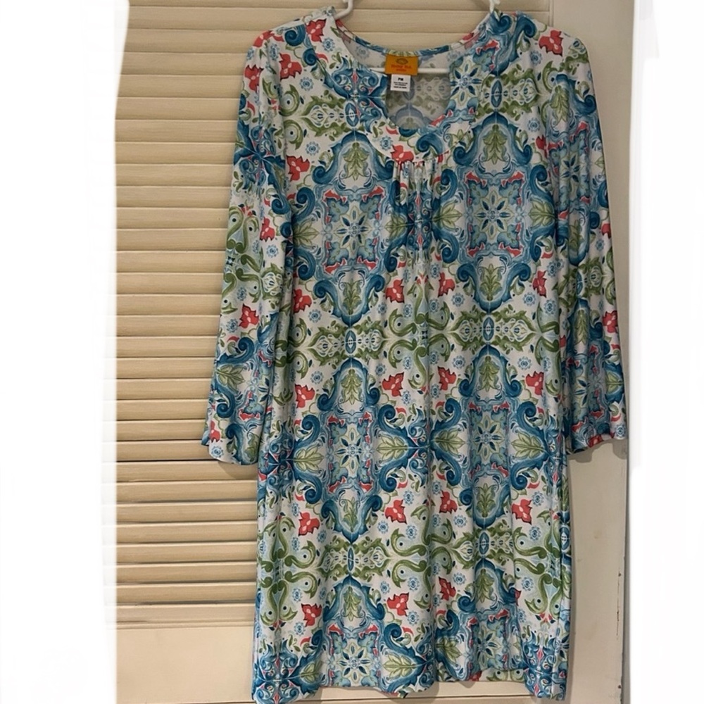Ruby Rd. Loose Style Cruise Wear Dress Pink Blue Green Coverup? Caftan Petite PM